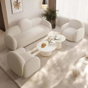 Loeke 3-Piece Living Room Set 3 +1 +1 Sofa Set Cloud Shape Boucle Sofa