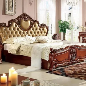 Teak Wooden Round Bed Luxury Interiors Bedroom Furniture Without Side Table