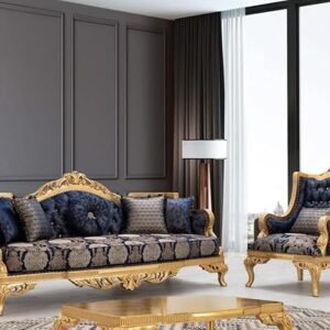 Royal Carving Sofa Set Golden Pollished with Beautifull Carving Work