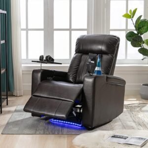 Merax Electric Recliner Chair with USB Charge Port, Hidden Arm Storage, Home Theater Seating with 2 Convenient Cup Holders Design