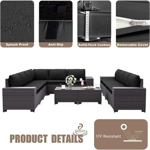 10 Seater Patio Furniture Sets, Modular Rattan Outdoor Patio Sectional Furniture Sofa Set - Image 5