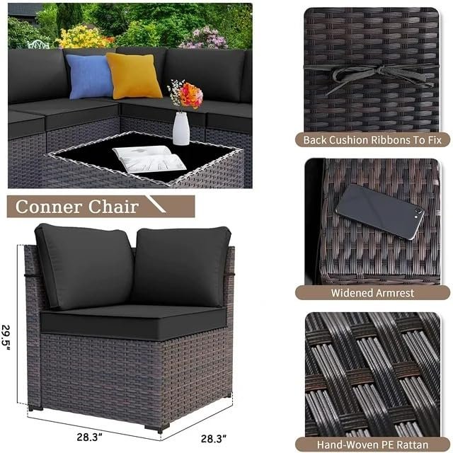 10 Seater Patio Furniture Sets, Modular Rattan Outdoor Patio Sectional Furniture Sofa Set - Image 4