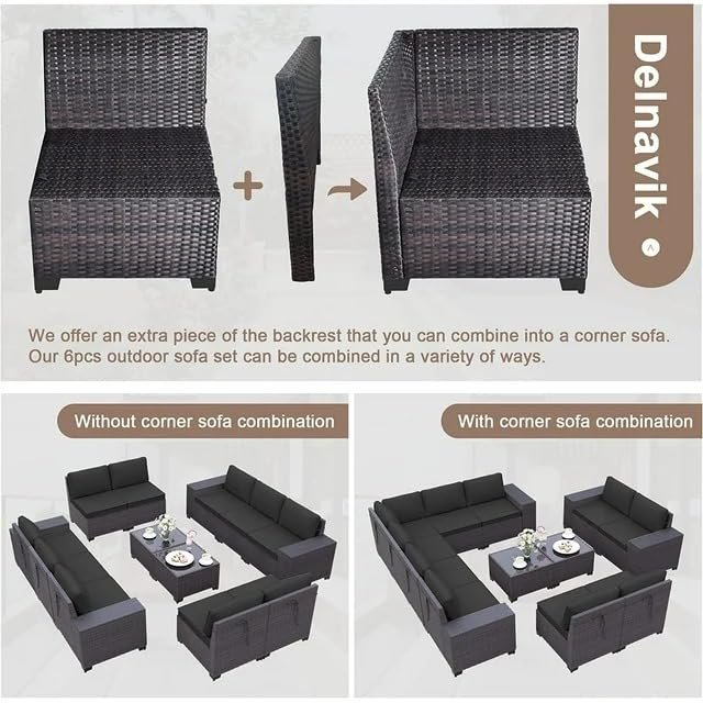 10 Seater Patio Furniture Sets, Modular Rattan Outdoor Patio Sectional Furniture Sofa Set - Image 2
